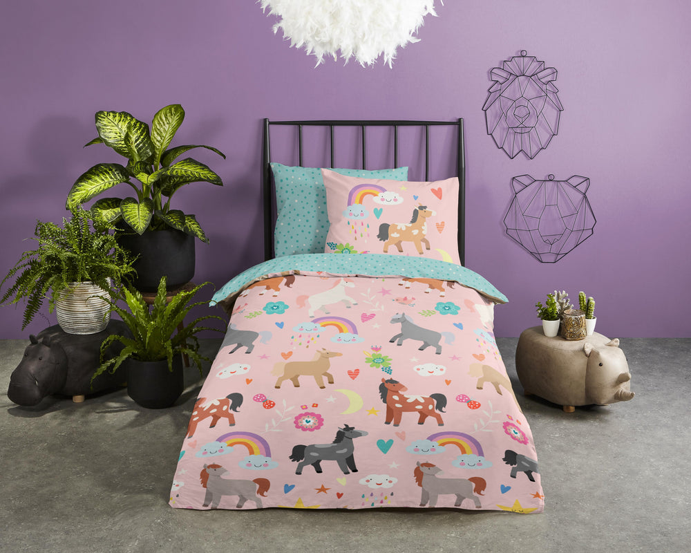 Good Morning kinderdekbedovertrek Horses - katoen - eenpersoons