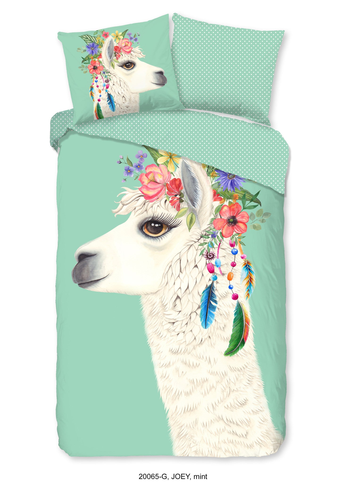 Good Morning kinderdekbedovertrek Lama Joey - katoen - eenpersoons (140x220 + 60x70 cm)