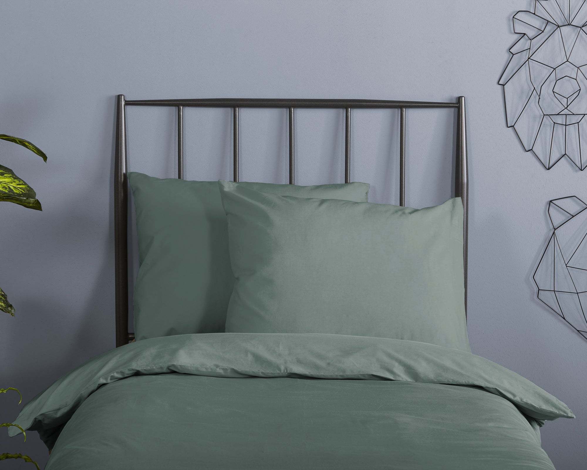 Good Morning ledikant dekbedovertrek Uni - olijfgroen - katoen - ledikant (100x135 + 40x60 cm)