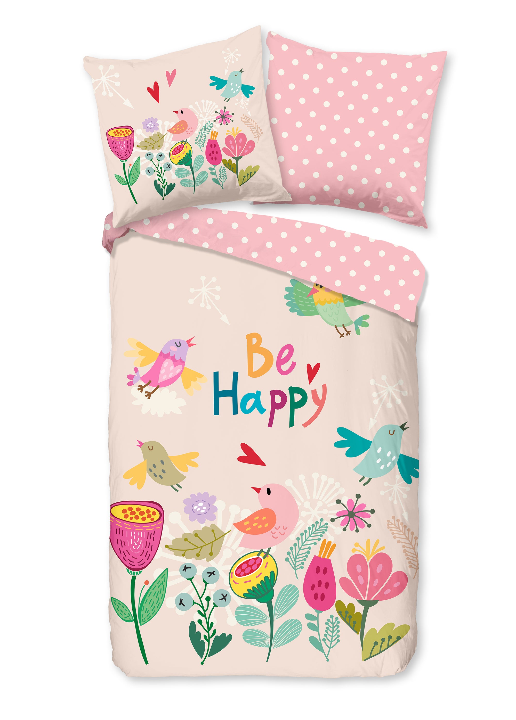 Good morning kinderdekbedovertrek Happily - katoen - eenpersoons (140x220 + 60x70 cm)