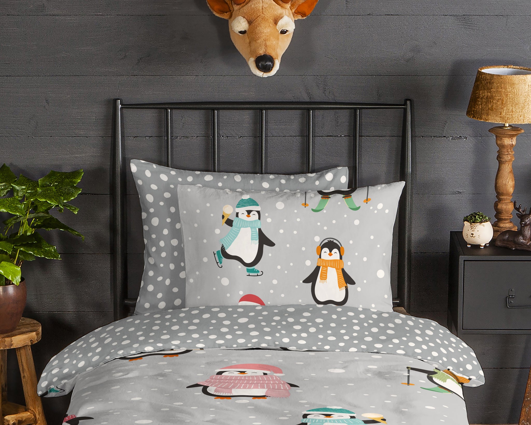 Good morning dekbedovertrek Liam pinguin - katoen - eenpersoons (140x220 + 60x70 cm)