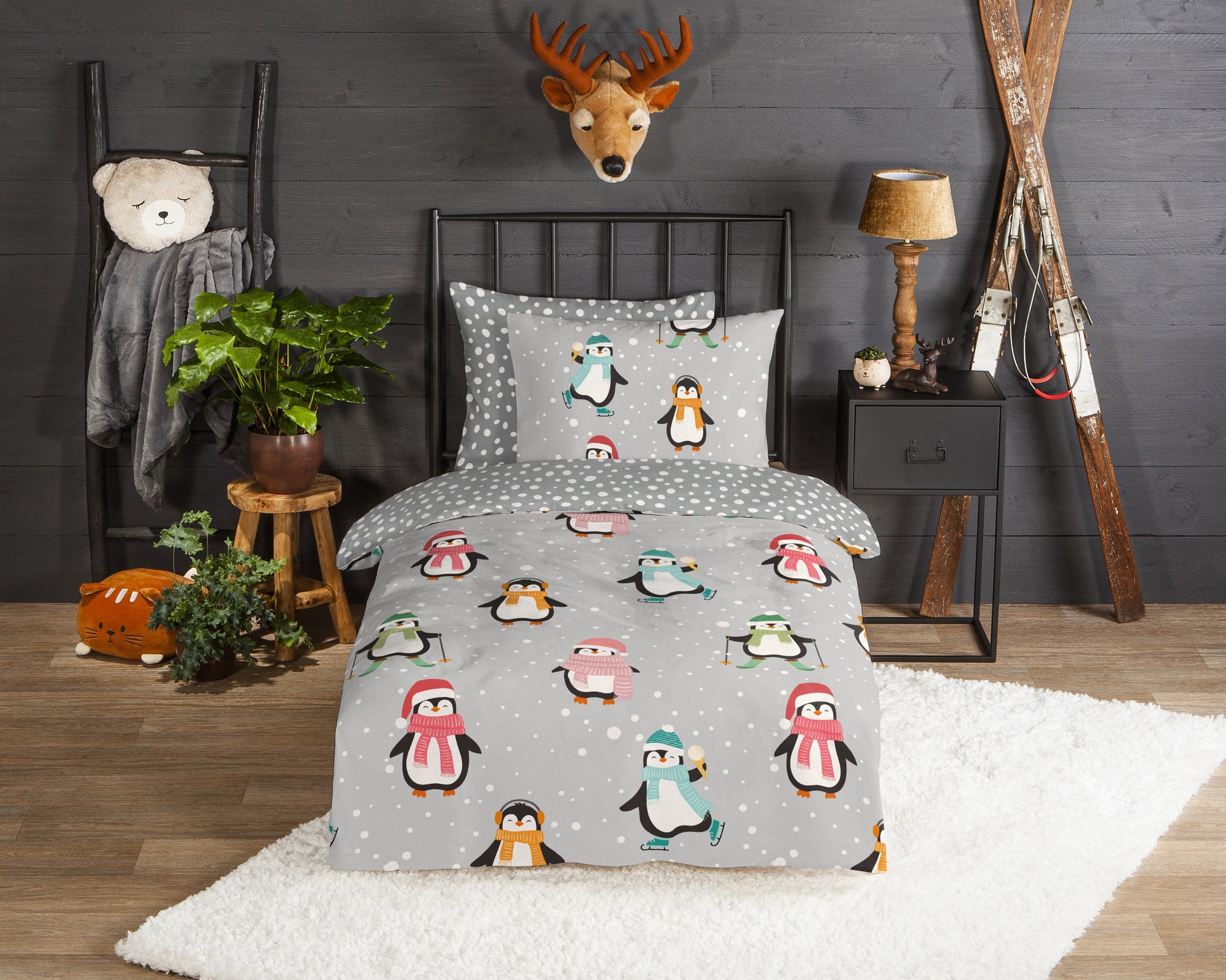 Good morning dekbedovertrek Liam pinguin - katoen - eenpersoons (140x220 + 60x70 cm)