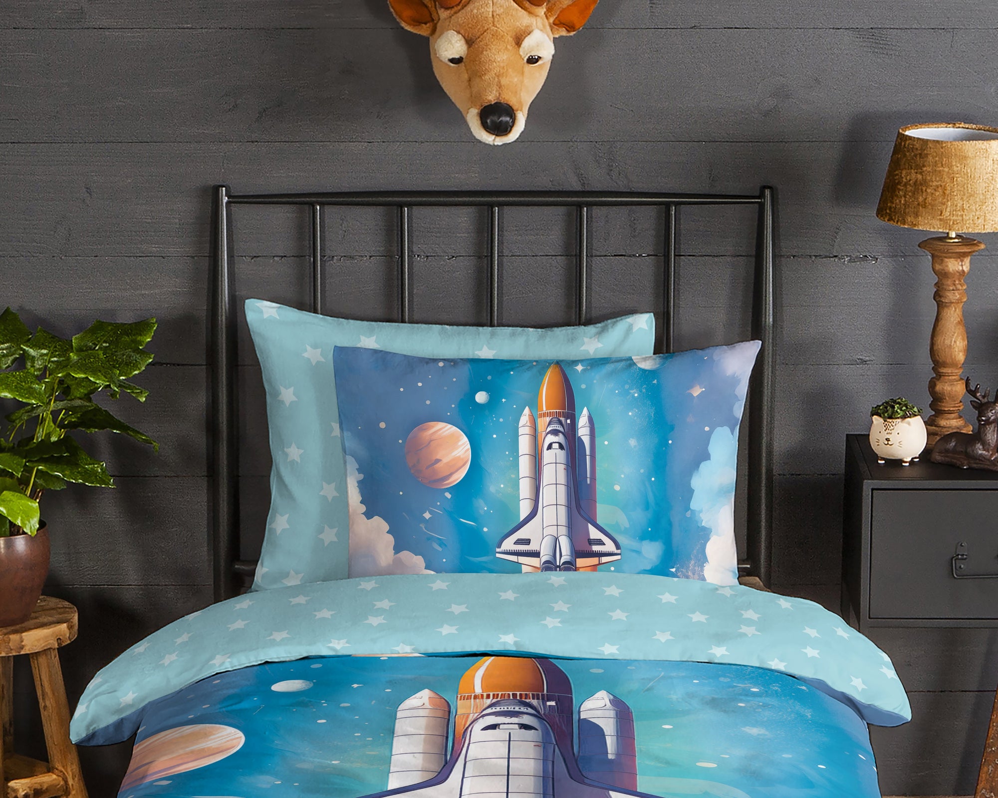 Good morning dekbedovertrek Fred Spaceshuttle - katoen - eenpersoons (140x220 + 60x70 cm)