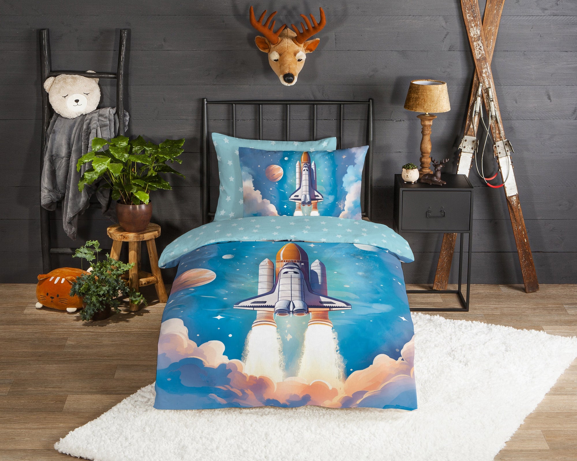 Good morning dekbedovertrek Fred Spaceshuttle - katoen - eenpersoons (140x220 + 60x70 cm)