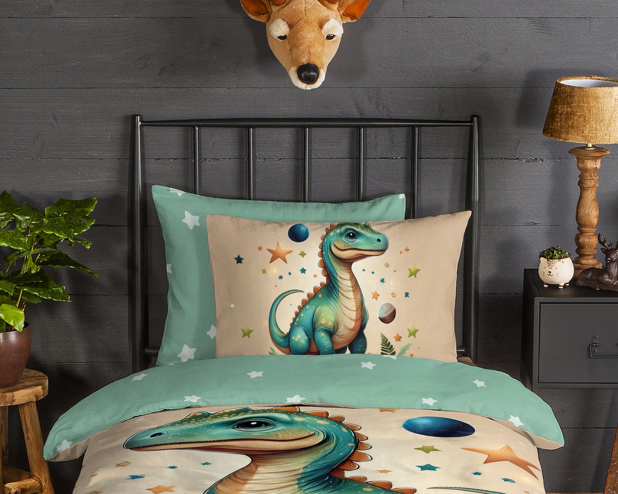 Good morning dekbedovertrek Milo dinosaurus - katoen - eenpersoons (140x220 + 60x70 cm)