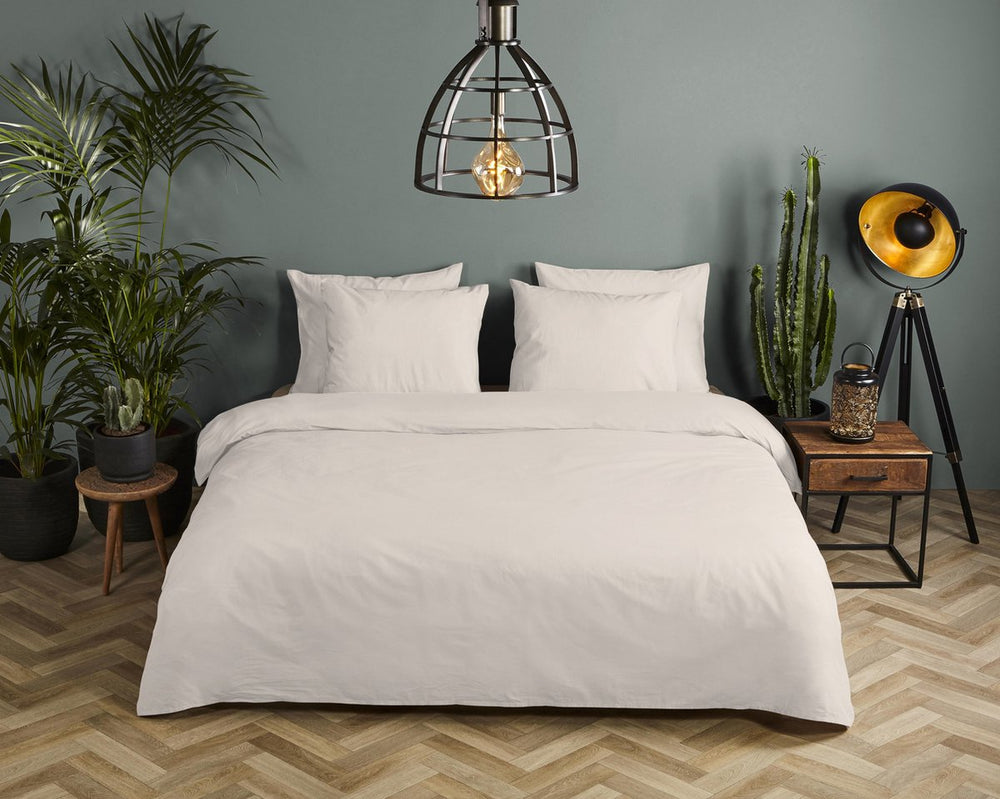 HIP dekbedovertrek uni - Katoensatijn - Lichtzand