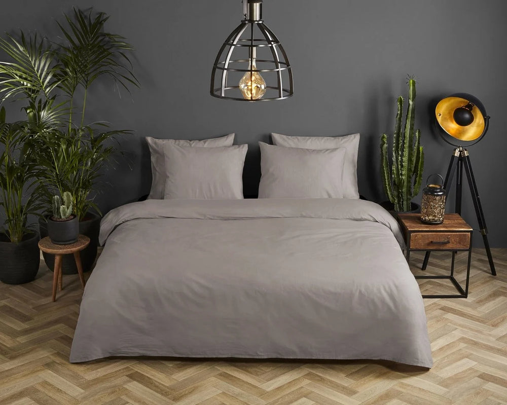 HIP dekbedovertrek uni - clay - katoensatijn