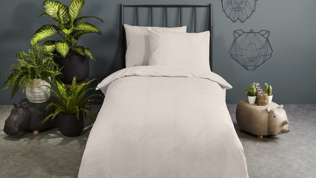 HIP dekbedovertrek uni - Katoensatijn - Lichtzand