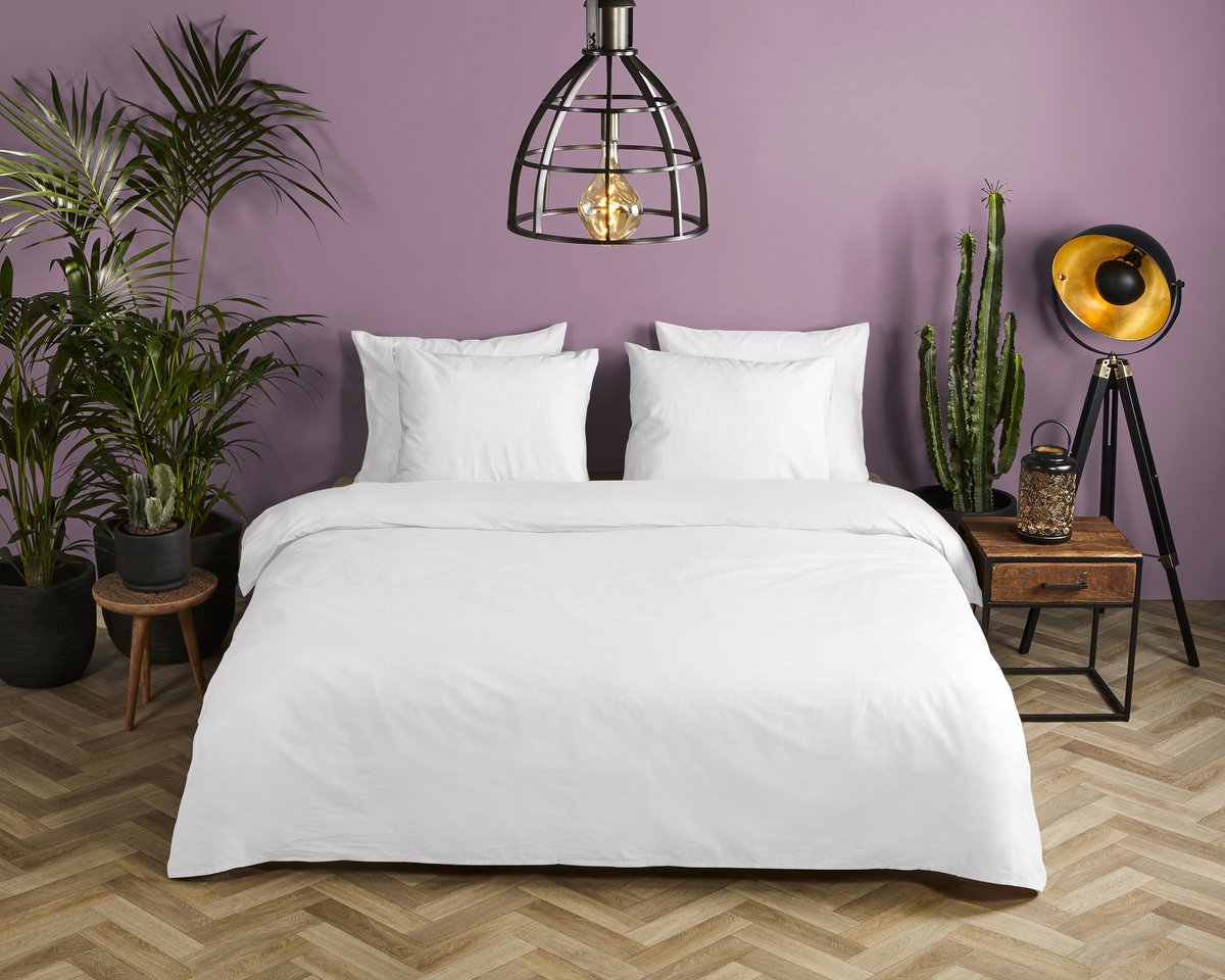HIP dekbedovertrek uni - Katoensatijn - Wit