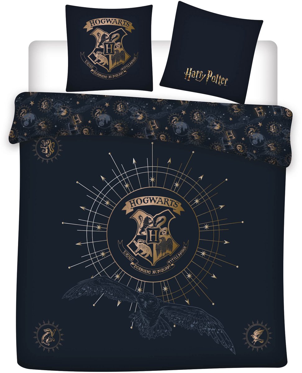 Harry Potter dekbedovertrek Hogwarts - polykatoen - lits-jumeaux (240x200 cm + 2st. 65x65 cm)