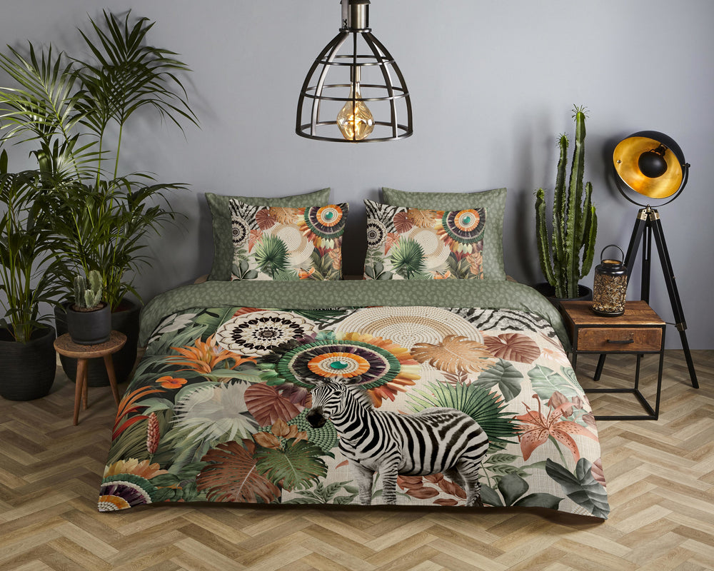 Groen dekbedovertrek zebra