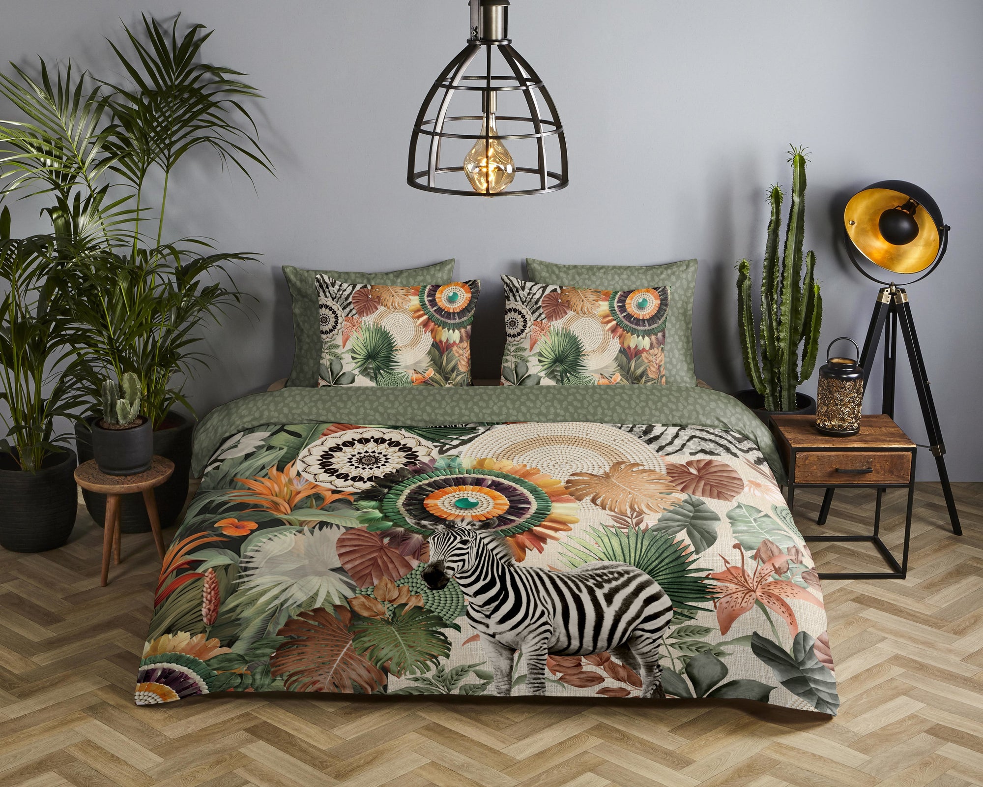 Groen dekbedovertrek zebra