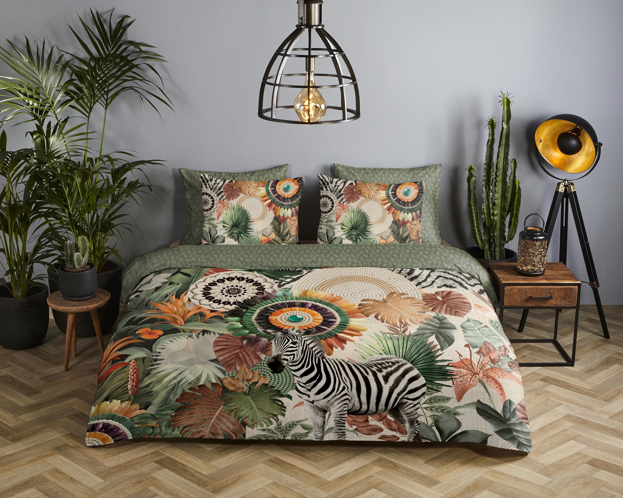 Groen dekbedovertrek zebra