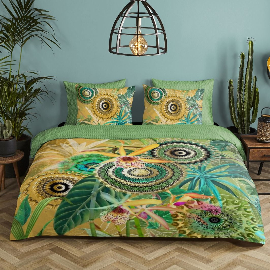 HiP dekbedovertrek Yissa - Groen - Katoen Satijn