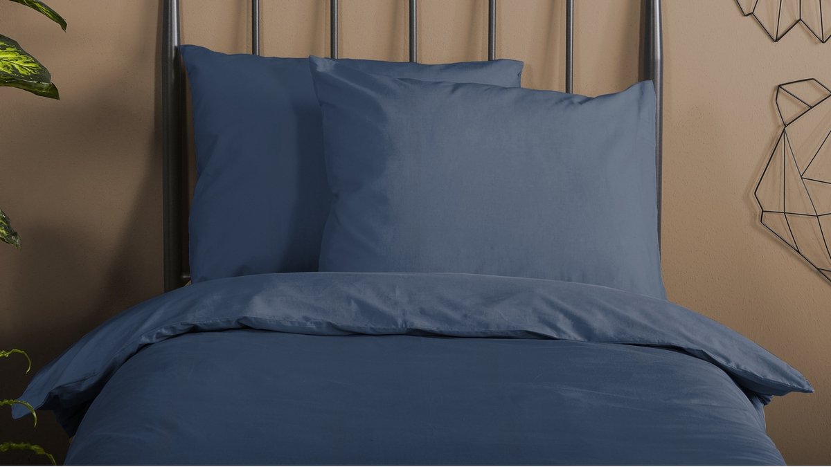 HIP dekbedovertrek uni - donkerblauw - katoensatijn