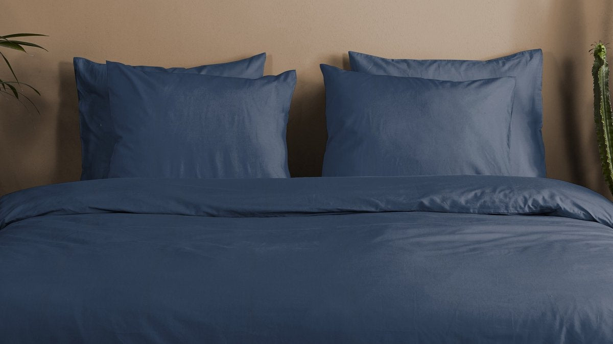HIP dekbedovertrek uni - donkerblauw - katoensatijn