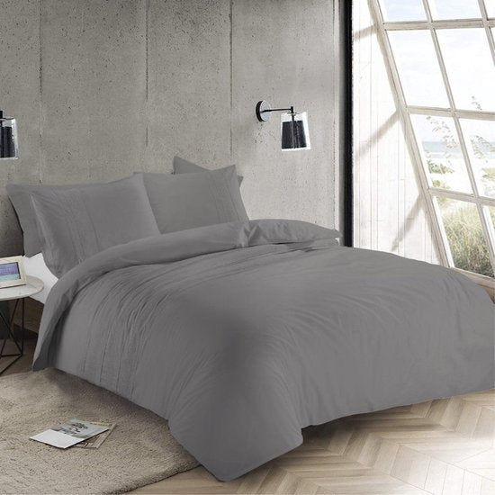 Papillon dekbedovertrek Madrid grijs - Katoen percal - 1-persoons (140x220 + 60x70cm)