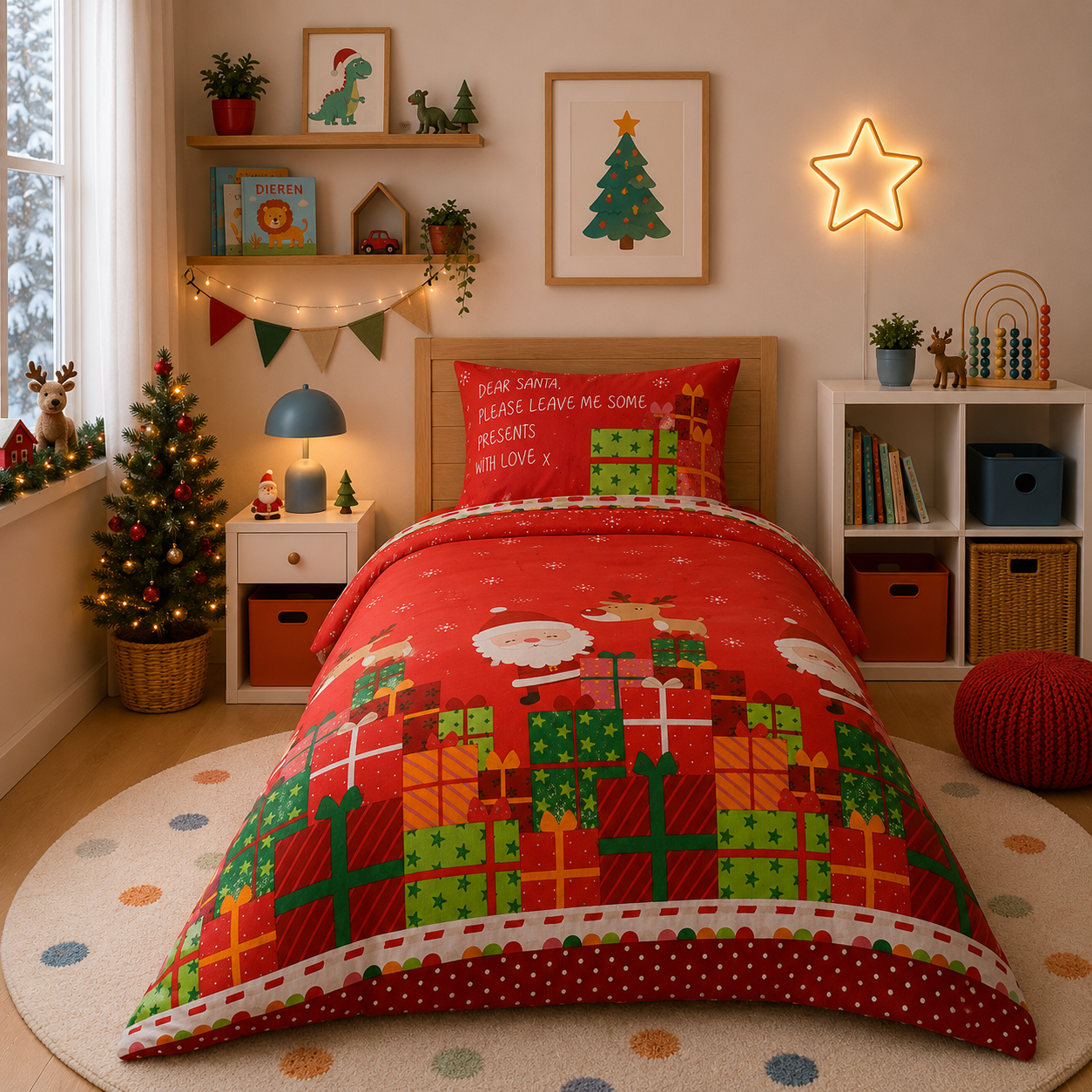 Kerst peuter dekbedovertrek Dear Santa - polykatoen