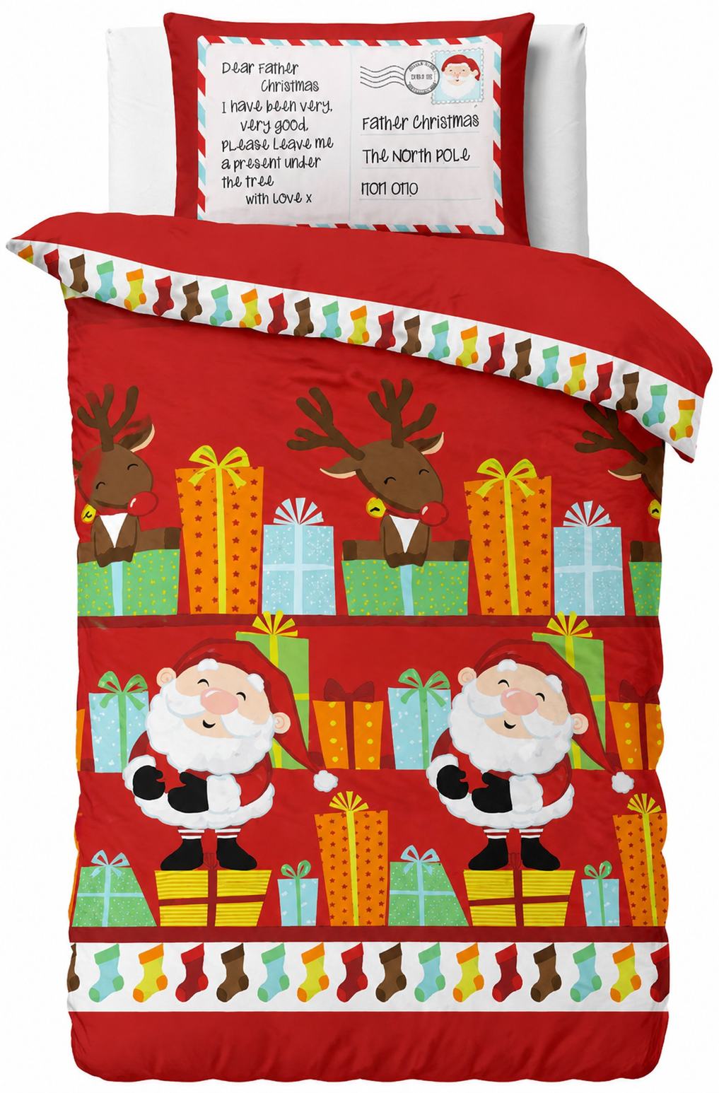 Kerst peuter dekbedovertrek Santa's list - polykatoen