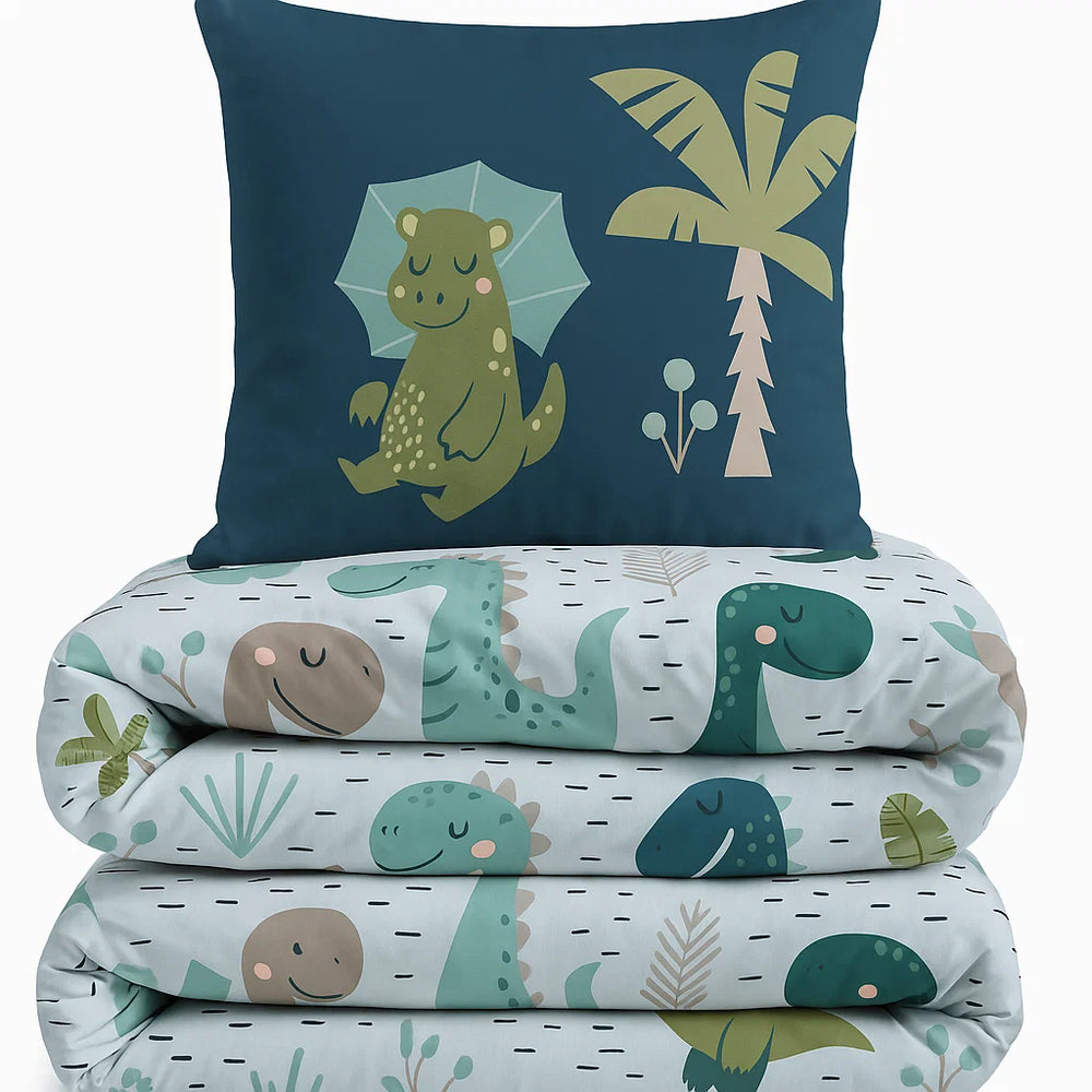 Kinderdekbed zonder overtrek Dino's - 1-persoons (140x200 + 60x70 cm)