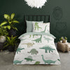 Good morning dekbedovertrek Beata dino - groen - katoen - eenpersoons (140x220 + 60x70 cm)