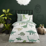 Good morning dekbedovertrek Beata dino - groen - katoen - eenpersoons (140x220 + 60x70 cm)