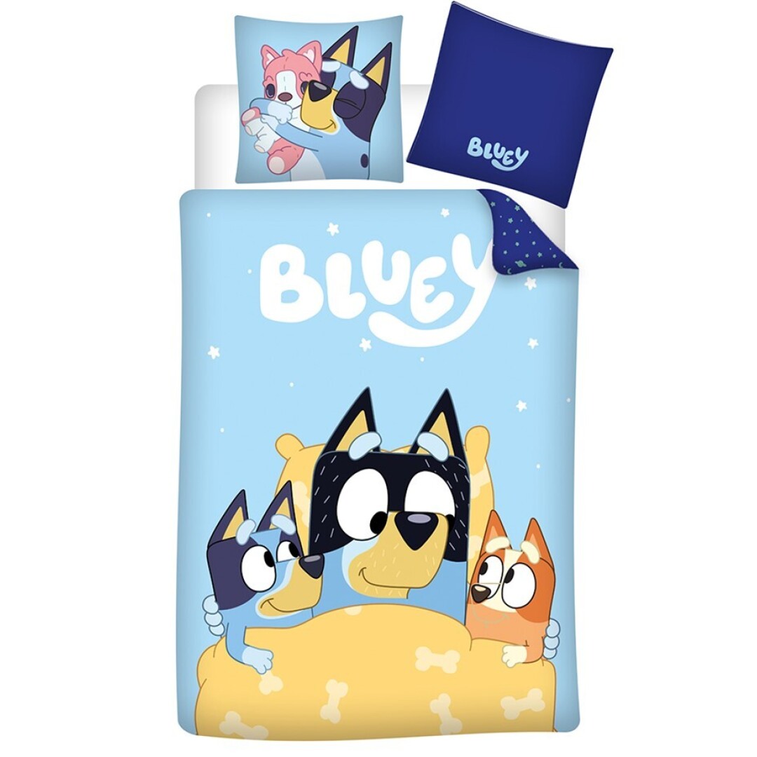 Bluey dekbedovertrek Bluey, Bandit & Bingo - katoen - eenpersoons (140x200 + 65x65 cm)
