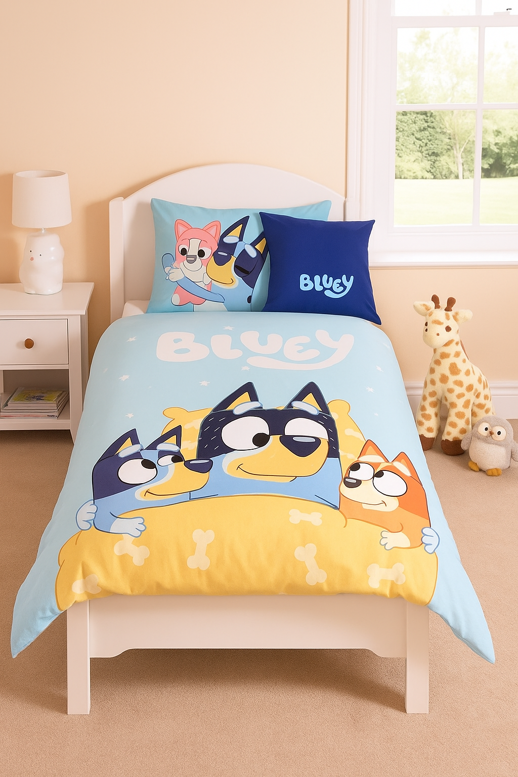 Bluey dekbedovertrek Bluey, Bandit & Bingo - katoen - eenpersoons (140x200 + 65x65 cm)