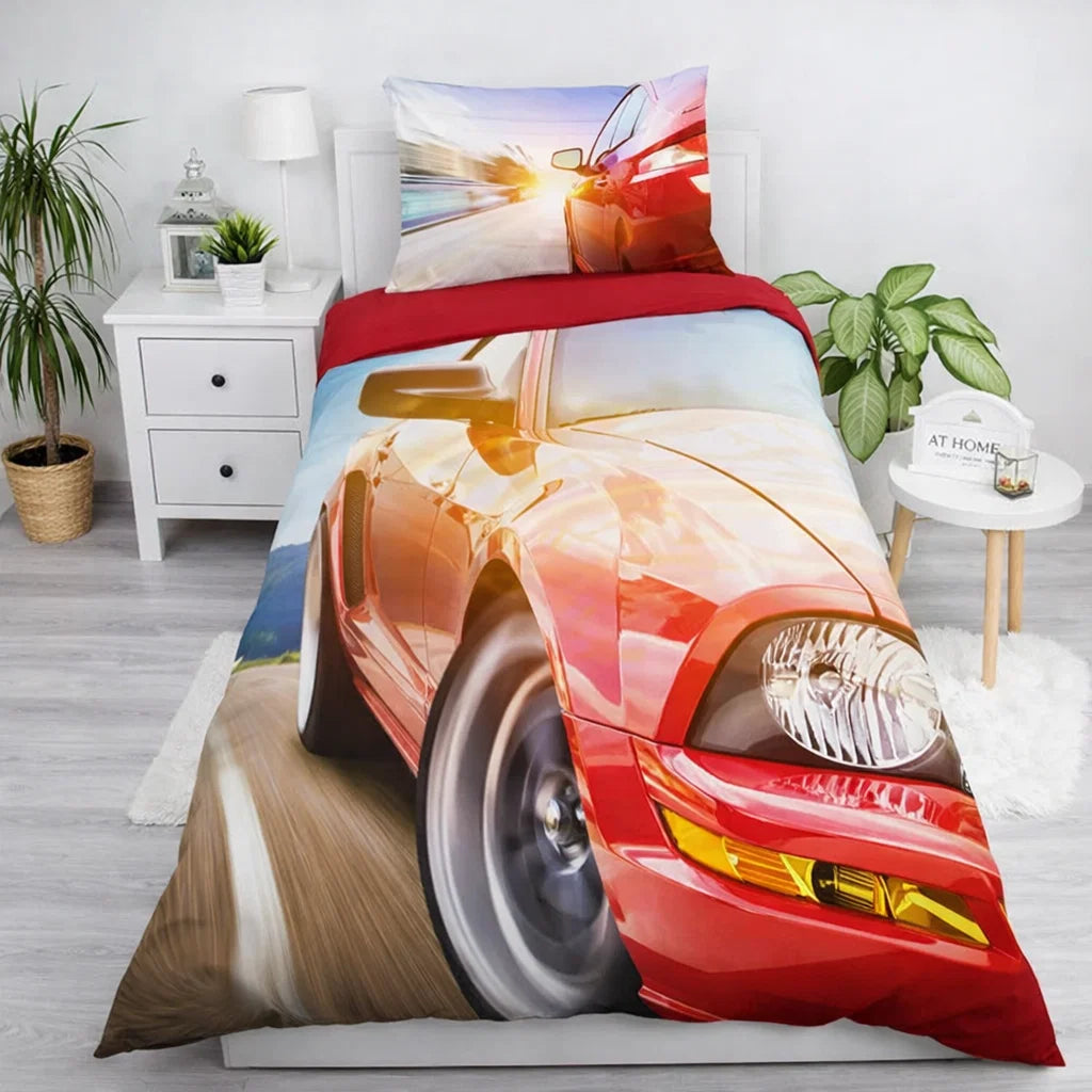 Dekbedovertrek Rode Auto - katoen - 1-persoons (140x200 + 70x90 cm)