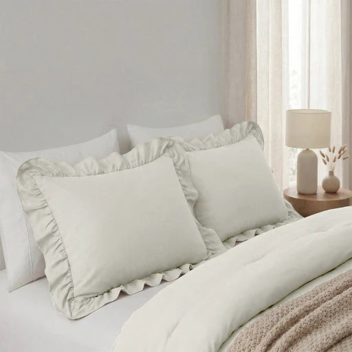 Sleeptime lazy kussenslopen ruffles - Gebroken wit - Per 2 stuks