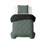 Lazy dekbed zonder overtrek inclusief kussensloop - Groen/Zwart