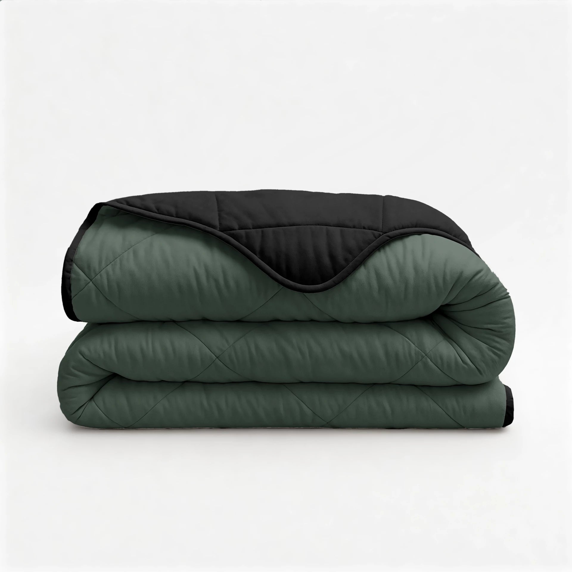 Lazy dekbed zonder overtrek inclusief kussensloop - Groen/Zwart