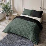 Sleeptime dekbed zonder overtrek incl. kussensloop - Groen/Zwart