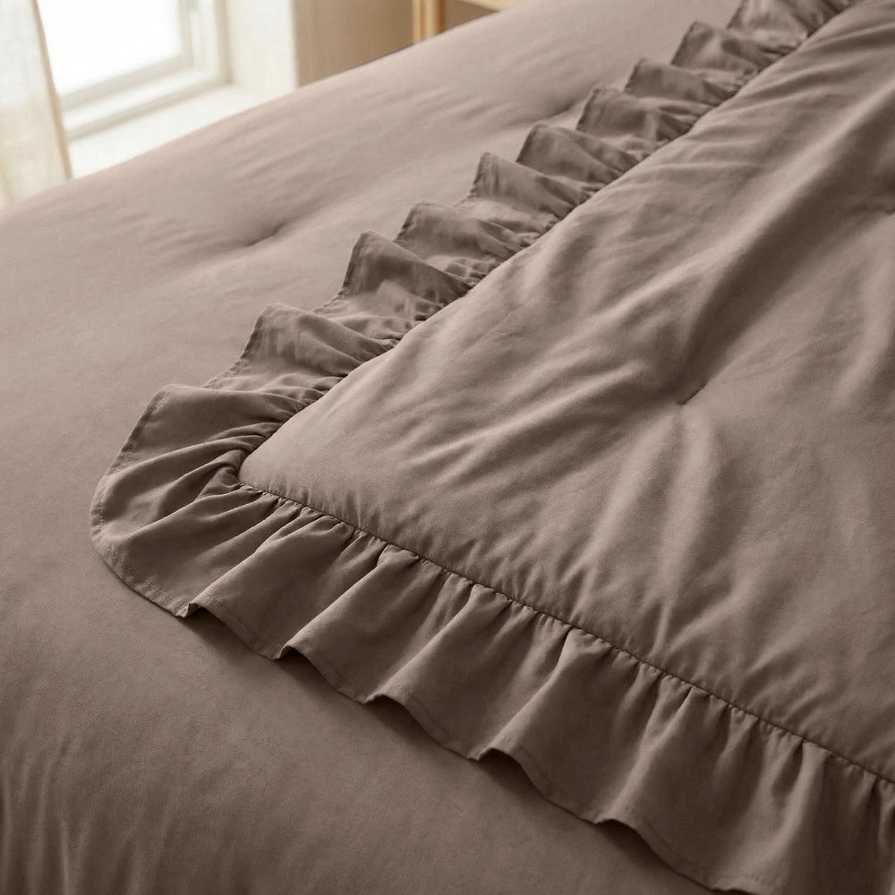 Sleeptime Lazy dekbed zonder overtrek Ruffles excl. kussensloop - Taupe