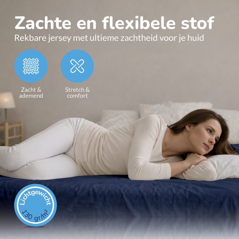 Decoware hoeslaken - jersey - denim blauw