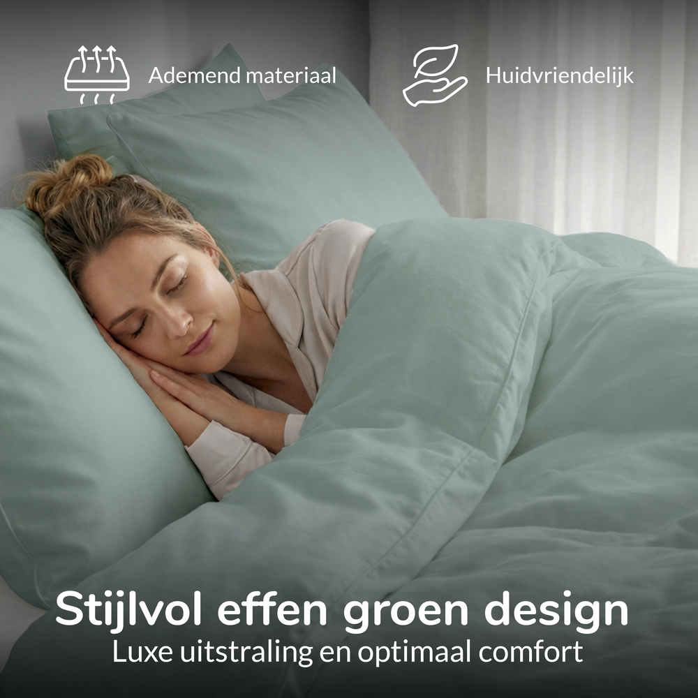 Decoware dekbedovertrek uni - groen - katoen
