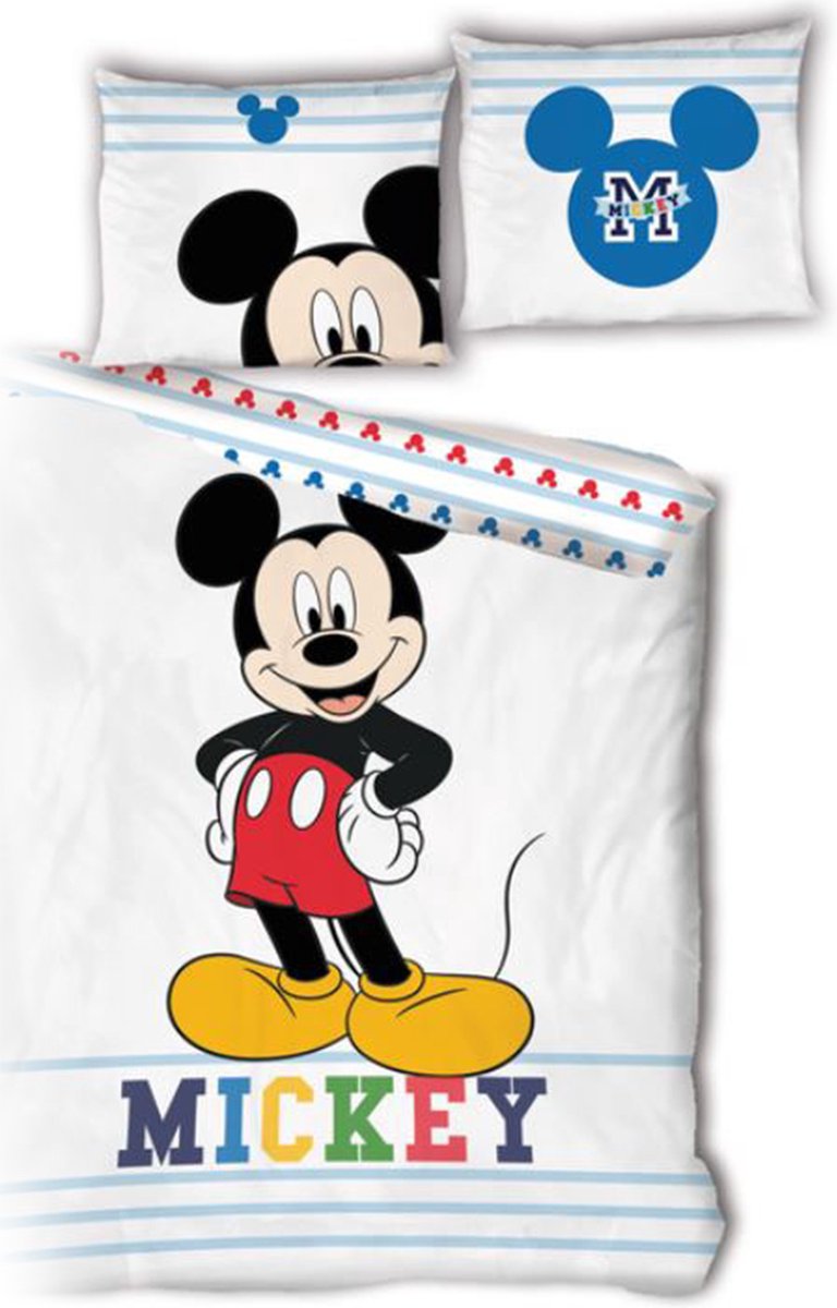 Mickey Mouse dekbedovertrek Mickey - katoen - eenpersoons (140x200 cm + 65x65 cm)