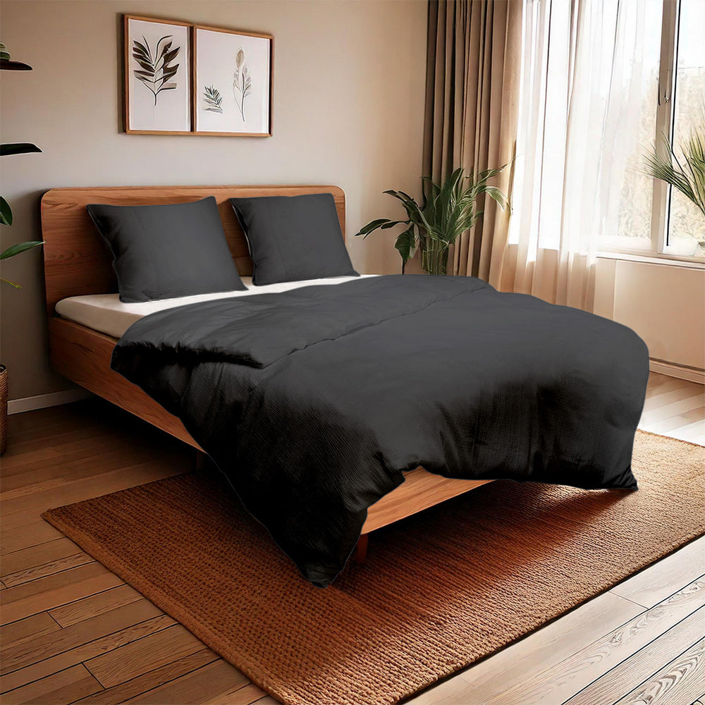 Mousseline dekbedovertrek - microvezel - antraciet