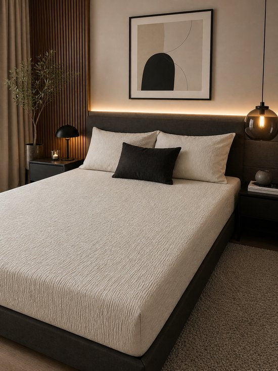 Mousseline hoeslaken - microvezel - zand