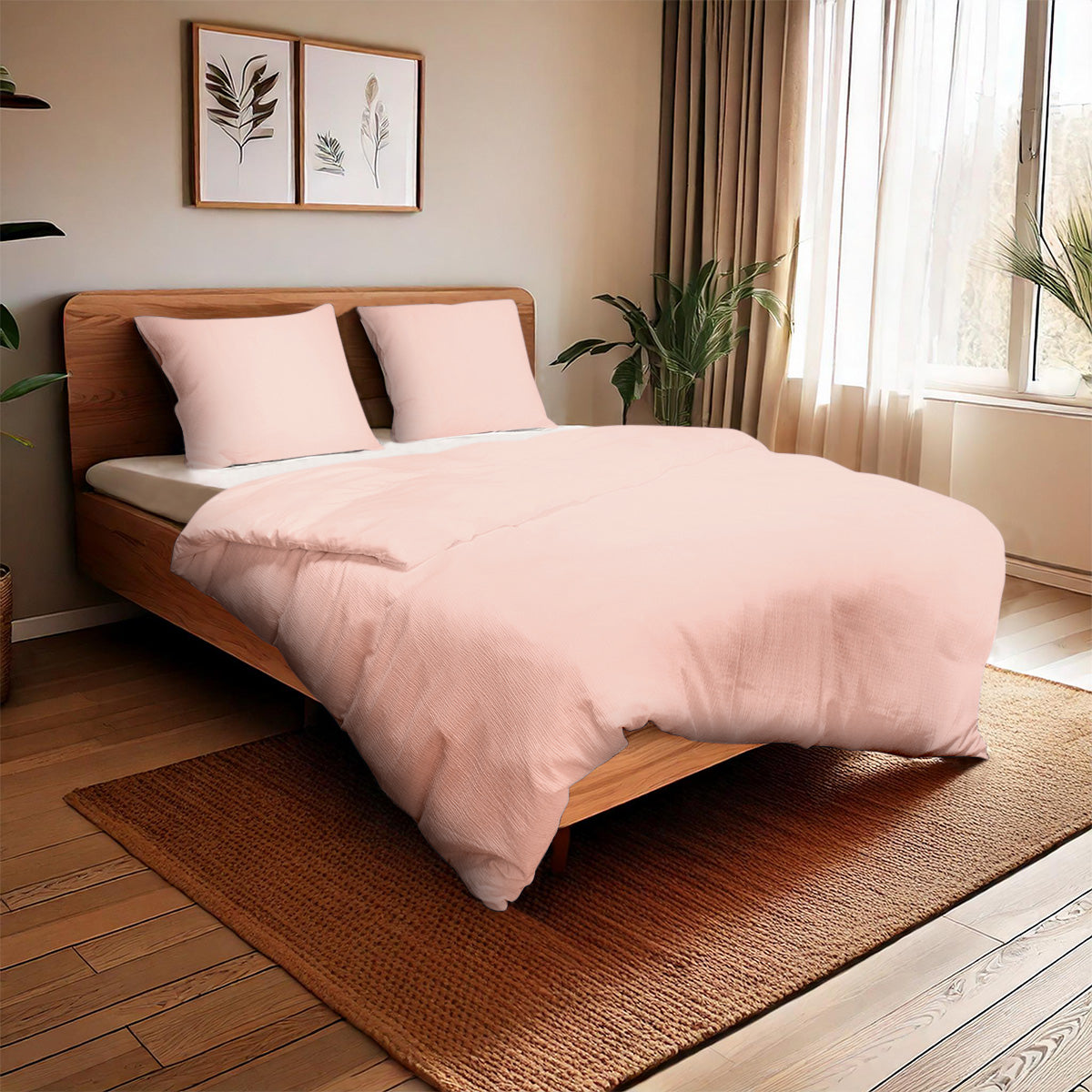 Mousseline dekbedovertrek roze - microvezel - 1-persoons