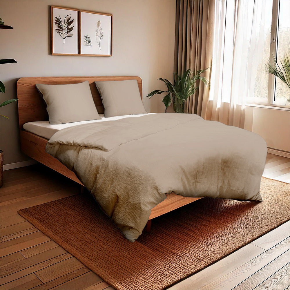 Mousseline dekbedovertrek - microvezel - taupe