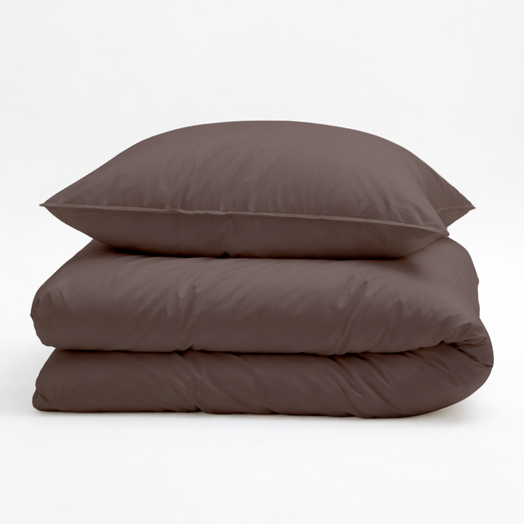Decoware dekbedovertrek uni - Katoensatijn - Bruin