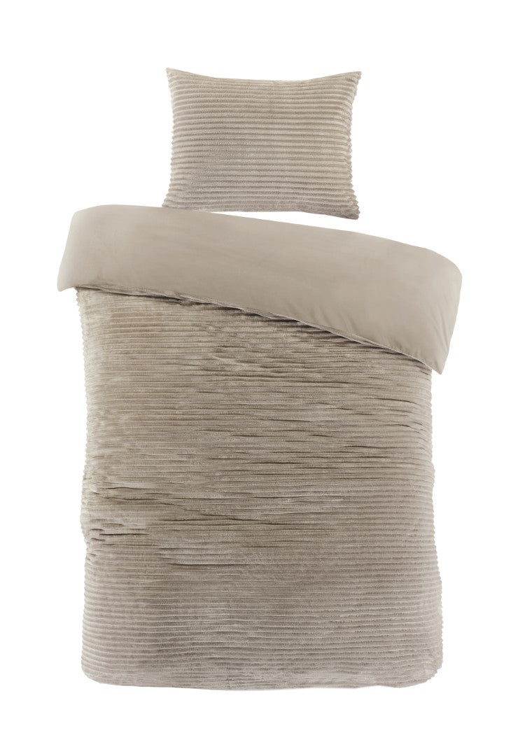 Papillon Teddy Rib Fleece dekbedovertrek Dorit - Zand