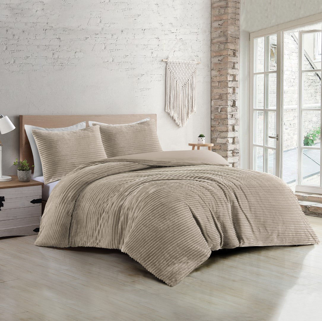 Papillon Teddy Rib Fleece dekbedovertrek Dorit - Zand