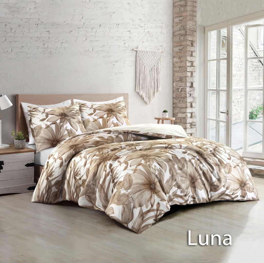 Papillon dekbedovertrek Luna beige - Katoensatijn