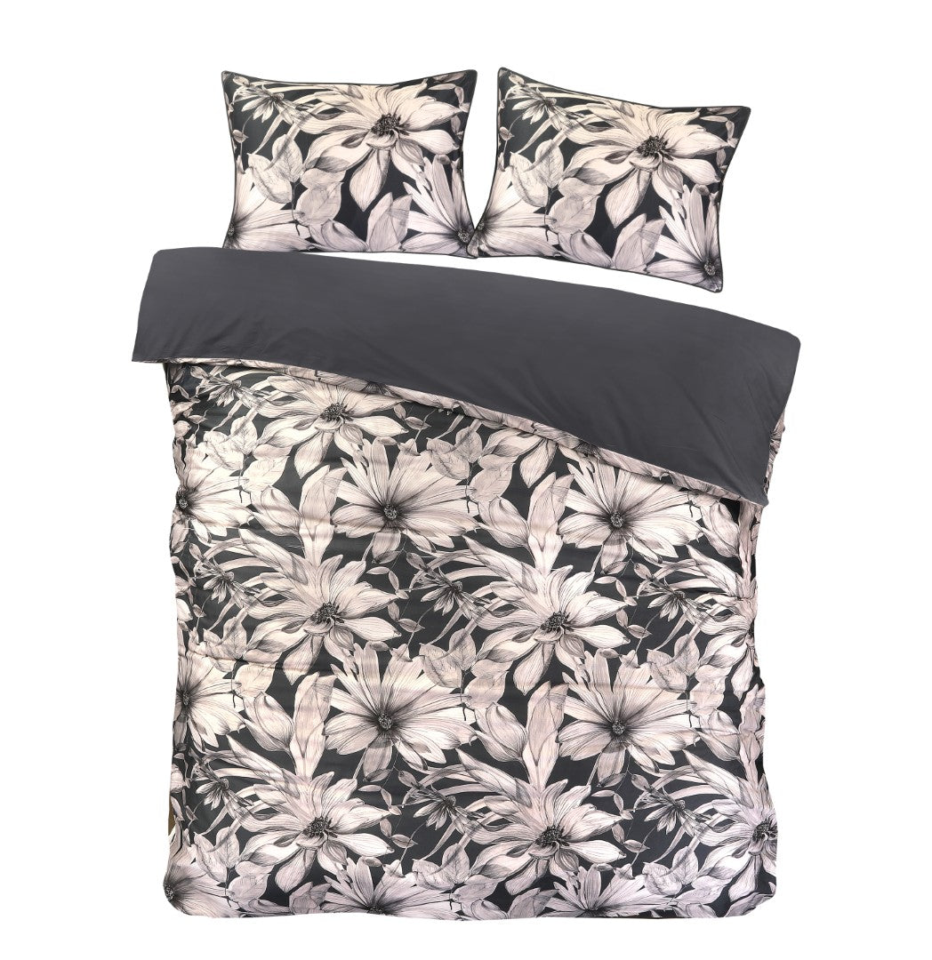 Papillon dekbedovertrek Luna navy - Katoensatijn