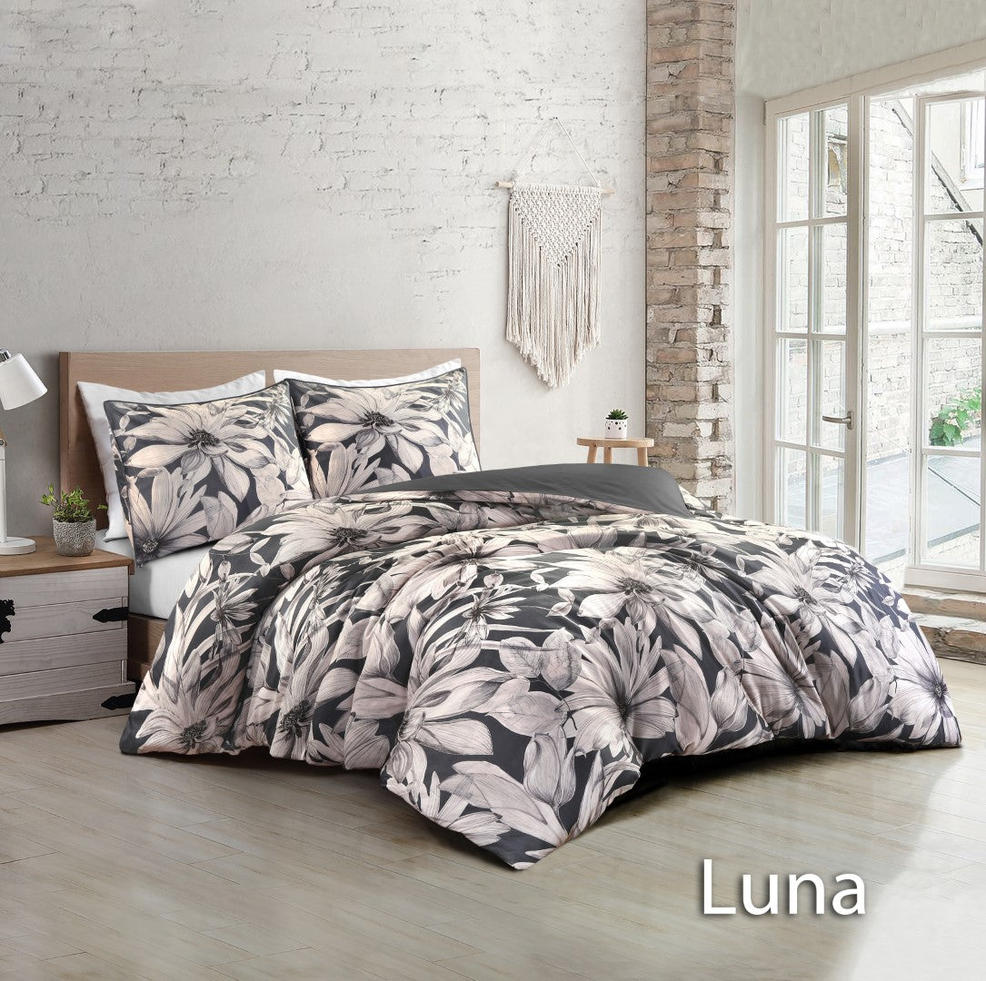Papillon dekbedovertrek Luna navy - Katoensatijn