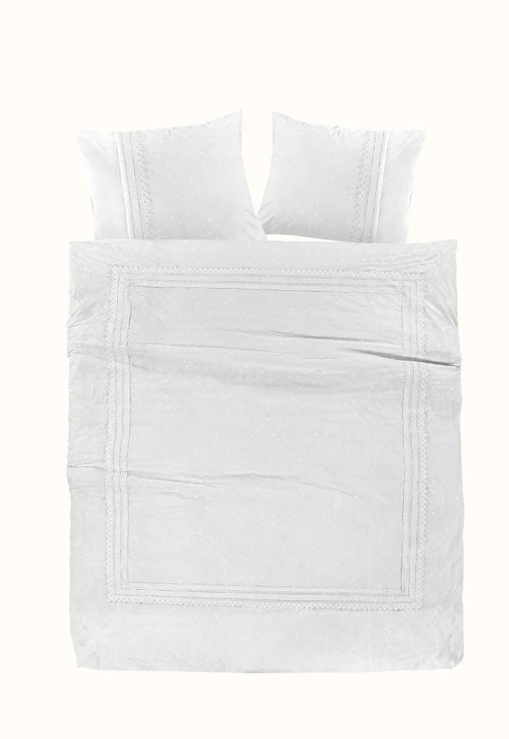 Papillon dekbedovertrek Parma - borduur - wit - Katoen percale