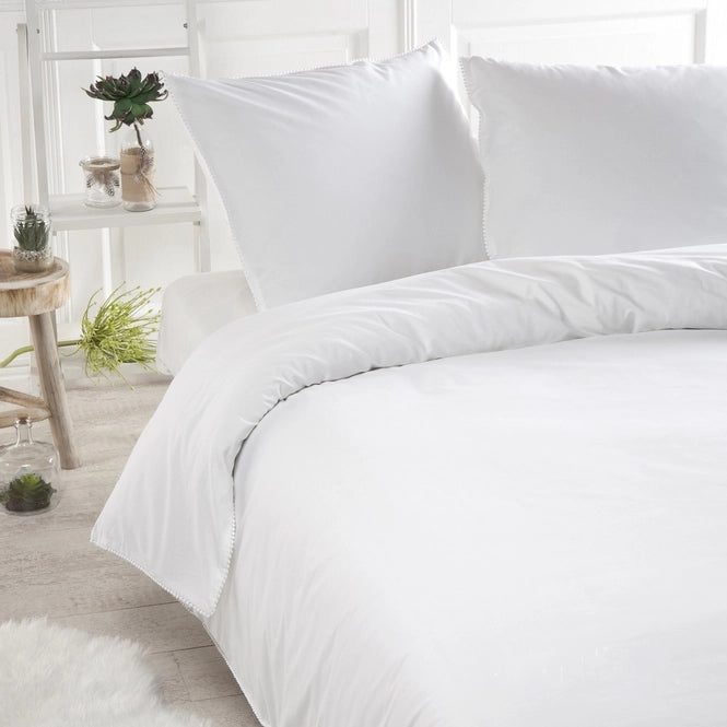 Papillon  dekbedovertrek Pompom - Off white - katoen percale