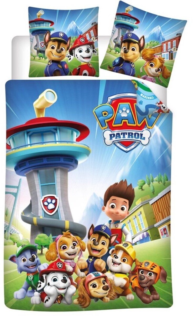 Paw Patrol dekbedovertrek team - polykatoen - eenpersoons (140x200 cm + 65x65 cm)